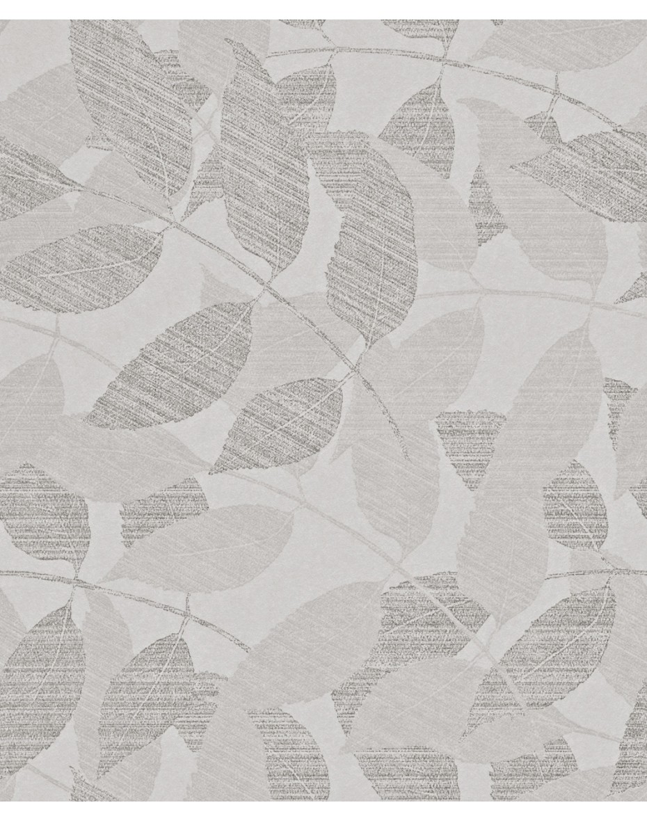 Tapeta so vzorom listov - sivá so striebornou 226330